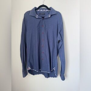 Hammer Made Navy Blue Men's Shirt with Contrast Trim